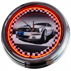 N-0292 Shelby Mustang Große Neon-Uhr 17" Zoll Retro Wanduhr