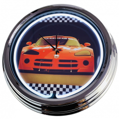 N-0288 Viper GTSR Große Neon-Uhr 17" Zoll Retro Wanduhr