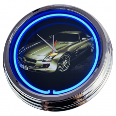 N-0283 SLR Große Neon-Uhr 17" Zoll Retro Wanduhr