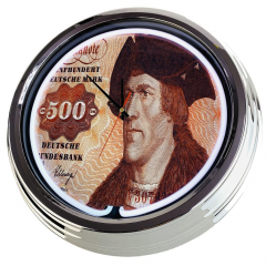 N-0675 500 Deutsche Mark Schein Große Neon-Uhr 17" Zoll Retro Wanduhr