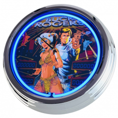 N-0709 Flipper Buck Rogers Gottlieb 1980 Große Neon-Uhr 17" Zoll Retro Wanduhr