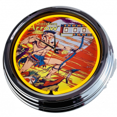 N-0585 Flipper Golden Arrow Gottlieb 1977 Große Neon-Uhr 17" Zoll Retro Wanduhr