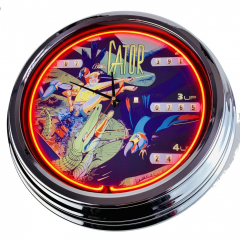 N-0592 Flipper Gator Bally 1969 Große Neon-Uhr 17" Zoll Retro Wanduhr