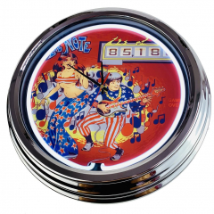 N-0505 Flipper Blue Note Gottlieb 1979 Große Neon-Uhr 17" Zoll Retro Wanduhr