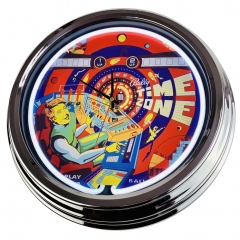 N-0517 Flipper Time Zone Bally 1973 Große Neon-Uhr 17" Zoll Retro Wanduhr