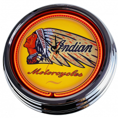 N-0322 Indian Große Neon-Uhr 17" Zoll Retro Wanduhr