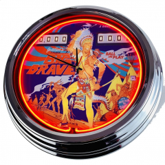 N-0519 Flipper Big Brave Gottlieb 1974 Große Neon-Uhr 17" Zoll Retro Wanduhr