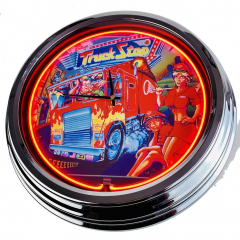 N-0523 Flipper Truck Stop Bally 1988 Große Neon-Uhr 17" Zoll Retro Wanduhr