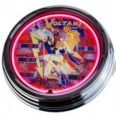 N-0524 Flipper Voltan Escapes Comic Doom Bally 1979 Große Neon-Uhr 17" Zoll Retro Wanduhr