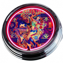 N-0528 Flipper Roller Disco Gottlieb 1980 Große Neon-Uhr 17" Zoll Retro Wanduhr