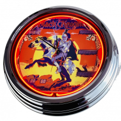 N-0555 Flipper Black Knight Williams 1980 Große Neon-Uhr 17" Zoll Retro Wanduhr