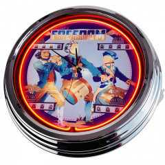 N-0571 Flipper Freedom Bally 1976 Große Neon-Uhr 17" Zoll Retro Wanduhr