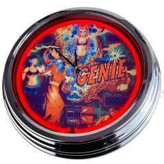 N-0581 Flipper Genie Gottlieb 1979 Große Neon-Uhr 17" Zoll Retro Wanduhr