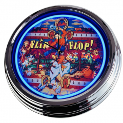 N-0582 Flipper Flip Flop Bally 1974 Große Neon-Uhr 17" Zoll Retro Wanduhr