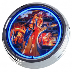 N-0723 Flipper Future Spa Bally 1979 Große Neon-Uhr 17" Zoll Retro Wanduhr