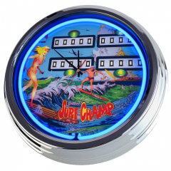 N-0740 Flipper Surf Camp Gottlieb 1976 Große Neon-Uhr 17" Zoll Retro Wanduhr