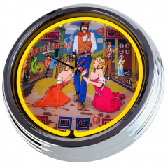 N-0746 Flipper Sharpshooter GamePlan 1979 Große Neon-Uhr 17" Zoll Retro Wanduhr