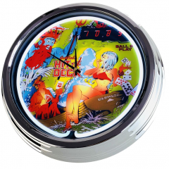 N-0748 Flipper Hit The Deck Gottlieb 1978 Große Neon-Uhr 17" Zoll Retro Wanduhr