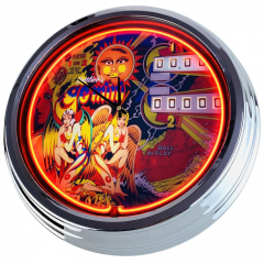 N-0749 Flipper Gemini Gottlieb 1978 Große Neon-Uhr 17" Zoll Retro Wanduhr