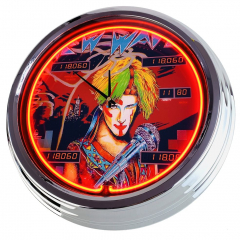 N-0753 Flipper New Wave Bell Games 1985 Große Neon-Uhr 17" Zoll Retro Wanduhr