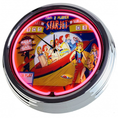 N-0758 Flipper Star Jet Bally 1963 Große Neon-Uhr 17" Zoll Retro Wanduhr