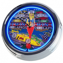 N-0765 Flipper Twin Win Bally 1971 Große Neon-Uhr 17" Zoll Retro Wanduhr