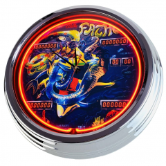 N-0767 Flipper Fathom Bally 1981 Große Neon-Uhr 17" Zoll Retro Wanduhr