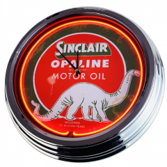 N-0315 Sinclar Dino Motor Oil Große Neon-Uhr 17" Zoll Retro Wanduhr