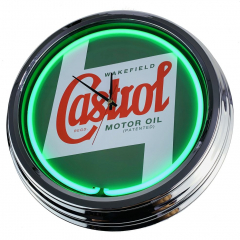 N-0320 Castrol Große Neon-Uhr 17" Zoll Retro Wanduhr