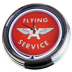 N-0327 Flying Service Große Neon-Uhr 17" Zoll Retro Wanduhr