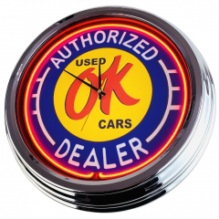 N-0330 Used OK Cars Große Neon-Uhr 17" Zoll Retro Wanduhr
