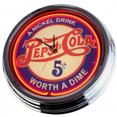N-0338 Pepsi 5 Cent Große Neon-Uhr 17" Zoll Retro Wanduhr