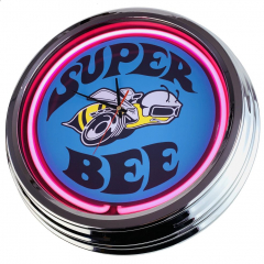 N-0339 Super Bee Blue Große Neon-Uhr 17" Zoll Retro Wanduhr