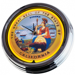N-0345 The Great Seal Of The State Of California Große Neon-Uhr 17" Zoll Retro Wanduhr