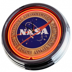 N-0346 NASA National Aeronautics and Space Administration Große Neon-Uhr 17" Zoll Retro Wanduhr