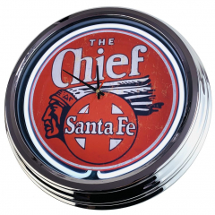 N-0350 The Chief Santa Fe Große Neon-Uhr 17" Zoll Retro Wanduhr