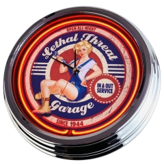 N-0358 Open all Night Große Neon-Uhr 17" Zoll Retro Wanduhr