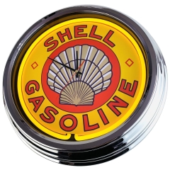 N-0362 Shell Gasoline Große Neon-Uhr 17" Zoll Retro Wanduhr