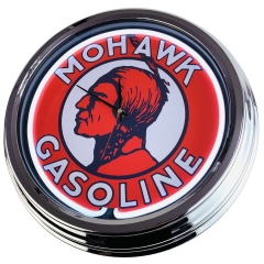 N-0383 Mohawk Gasoline Große Neon-Uhr 17" Zoll Retro Wanduhr