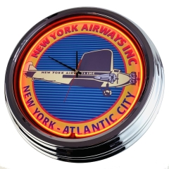 N-0384 New York Airways Inc. Große Neon-Uhr 17" Zoll Retro Wanduhr