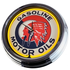 N-0393 Gasoline Motor Oils Große Neon-Uhr 17" Zoll Retro Wanduhr
