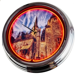 N-0410 Eyneburg Belgien Große Neon-Uhr 17" Zoll Retro Wanduhr