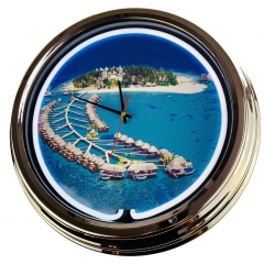 N-0417 Traumurlaub Malediven Große Neon-Uhr 17" Zoll Retro Wanduhr
