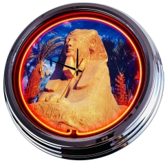 N-0428 Ägypten Sphinx von Gizeh Große Neon-Uhr 17" Zoll Retro Wanduhr