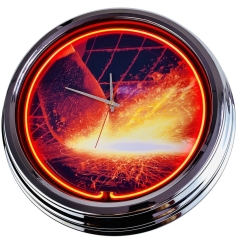 N-0437 Streichholz Große Neon-Uhr 17" Zoll Retro Wanduhr