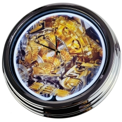 N-0447 Getriebe Große Neon-Uhr 17" Zoll Retro Wanduhr
