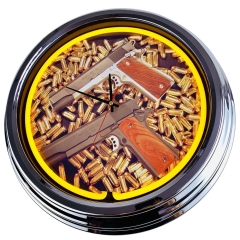 N-0448 Model 1911-A1 CAL45 Große Neon-Uhr 17" Zoll Retro Wanduhr