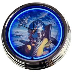 N-0452 Grumman F-14 Tomcat Pilot Große Neon-Uhr 17" Zoll Retro Wanduhr