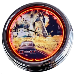 N-0464 Highway 101 Große Neon-Uhr 17" Zoll Retro Wanduhr