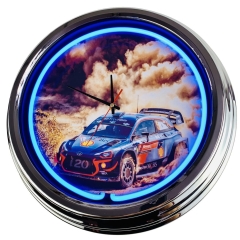N-0469 Racing Große Neon-Uhr 17" Zoll Retro Wanduhr